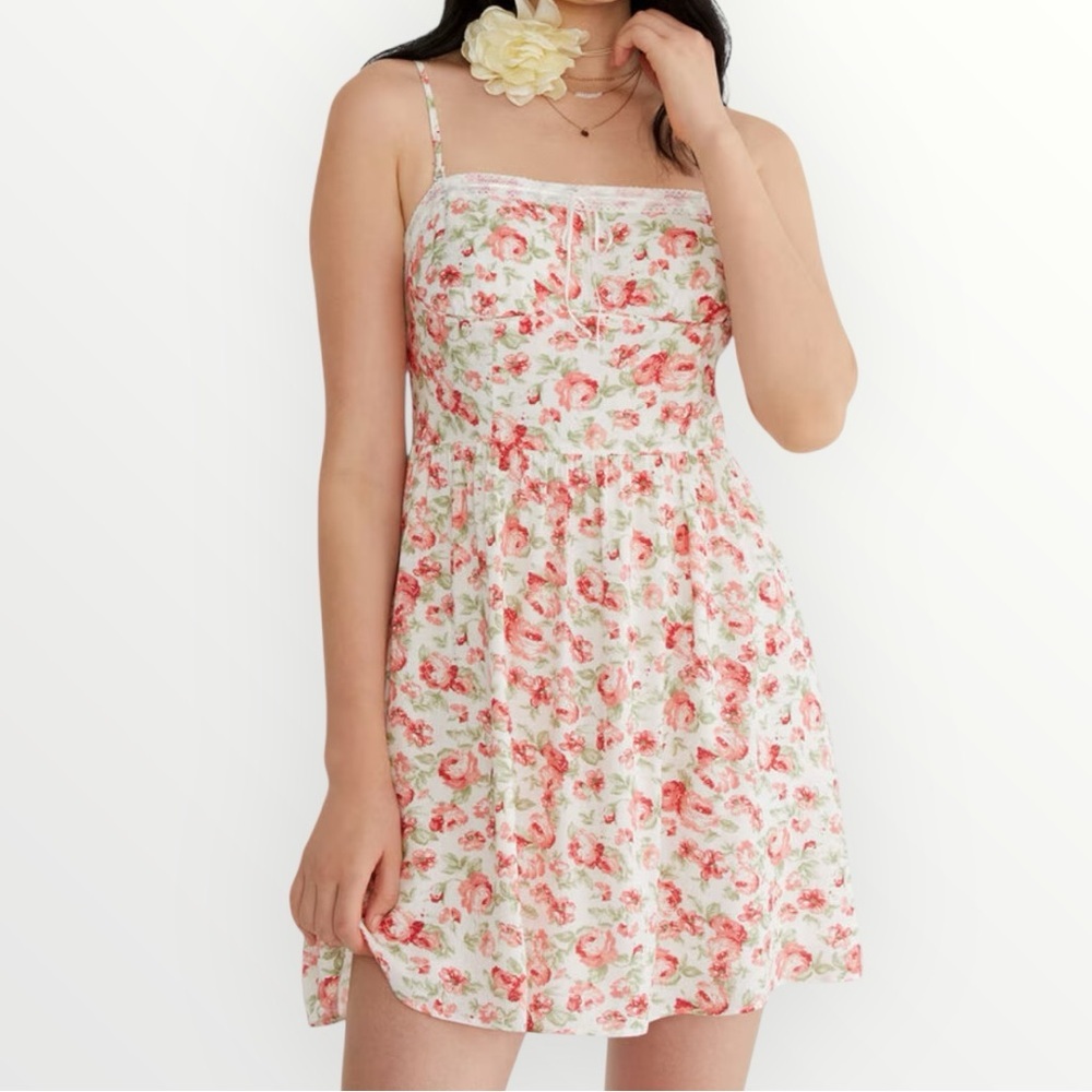 Aeropostale Floral Strapless Lace-Trim Fit & Flare Dress Spring Size Large NWT